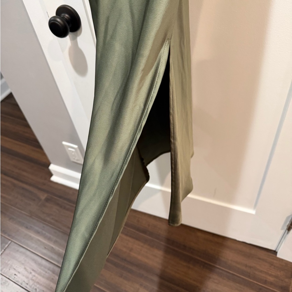 A new day Olive Midi Slip Dress with side slit - Picture 3 of 4